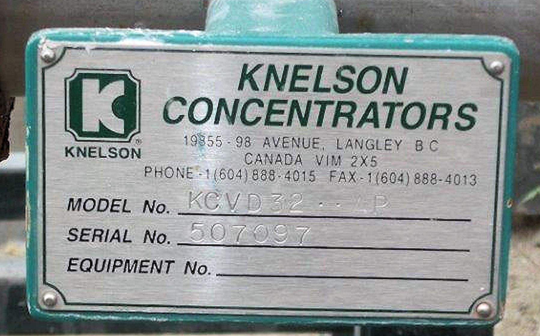 Unit Knelson Ics Model Kcvd32 Ap Gravity Concentrator)